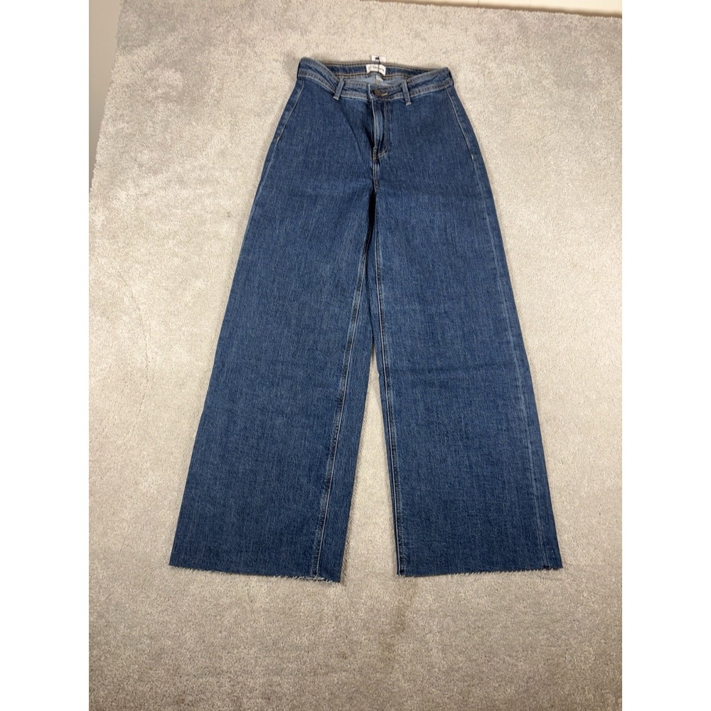 the drop kori jeans wide leg nwt raw‎ hem fray 26 Dark Wash